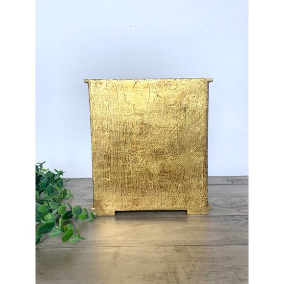 Vintage Italian Florentine Gilt Jewelry Chest Gold 4-Drawer Ornate Vanity Box - Picture 8 of 10